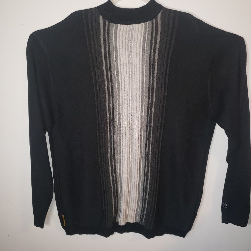 Stacy Adams Pullover Sweater Acrylic Knit Men’s Size XL Black Multi Color Front